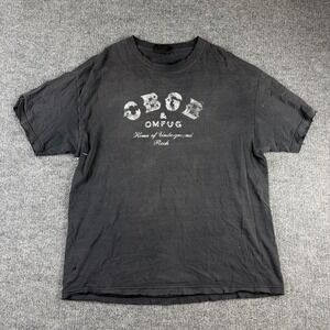 CBGB Shirt Mens Large Gray OMFUG Home Of Underground Rock Graphic Tee Punk Music